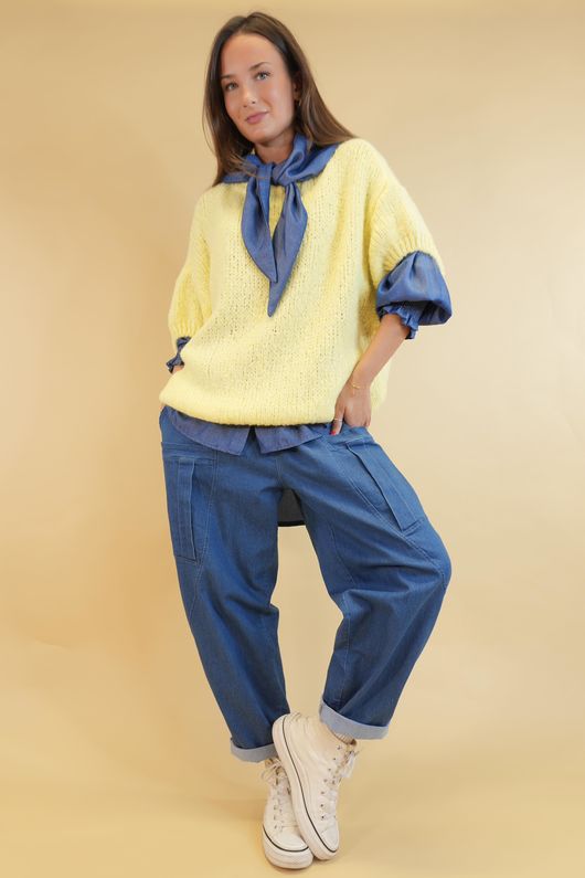 Big Softie Cap Sleeve Knit Top Lemon /5